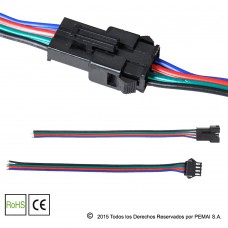 Conector Macho-Hembra 4 Pin RGB con Cable Plano 